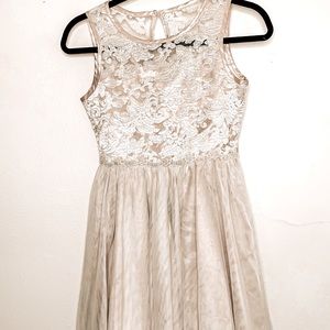 Rare Editions Champagne Lace and Tulle Dress